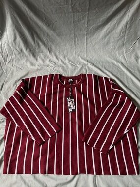 Men’s Burgundy Stripe Long-Sleeve Shirt size 4X